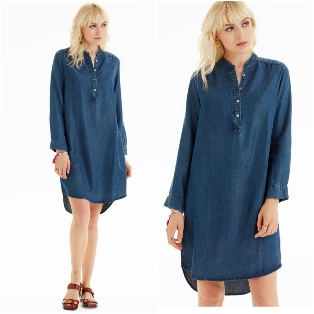 Amour Vert Blue Casual Long Sleeve Midi Shirt Dress